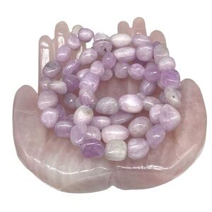 Kunzite Beaded Stretch Bracelet Gemstone Stone Crystal Crystals Pink Beads